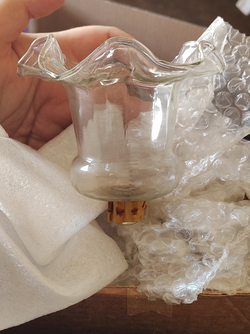 Set Of 4 Clear Glass Ruffled Candle Shade - Clear